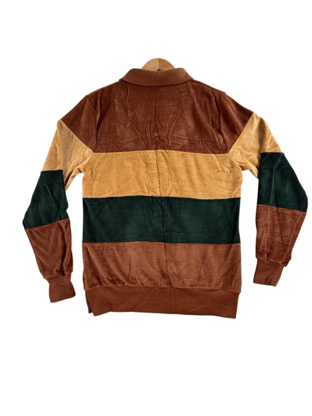 Vintage Grandee Sweater Mens Medium Multicolor Velvet Stripe Collared Pullover
